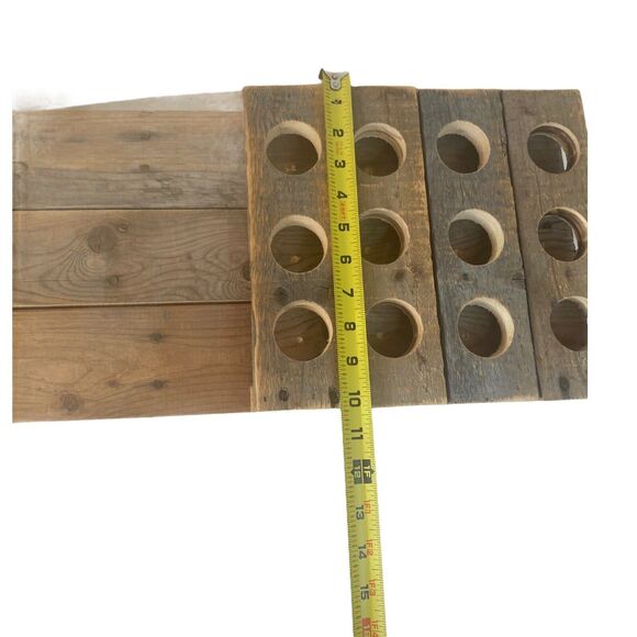 Wine Spice Bottle Rack Distressed Wood Handcrafted Rustic Wall Mount Hook Shelf - Picture 6 of 10